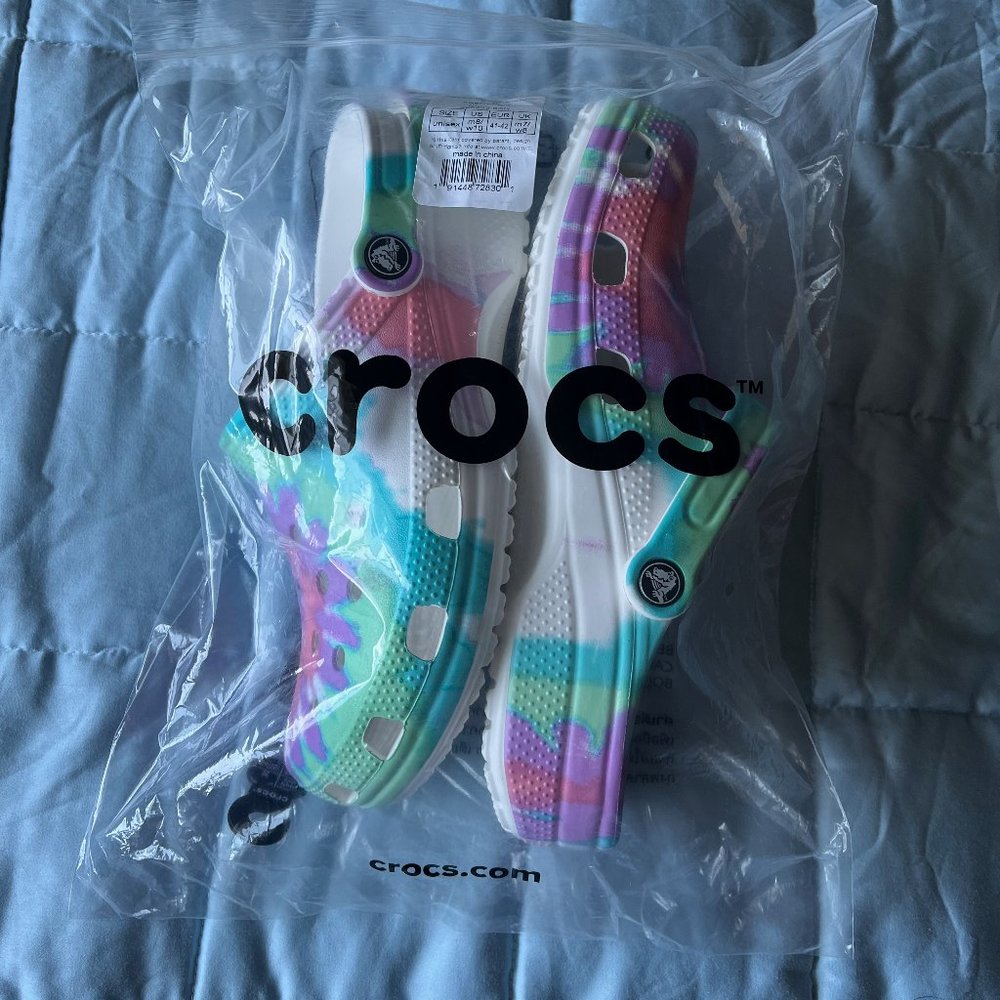 Packaged Tie Dye Crocs M8/W10